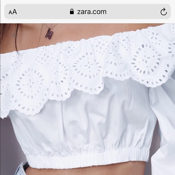 New ZARA embroidered eyelet poplin top -Size M - Picture 4 of 4